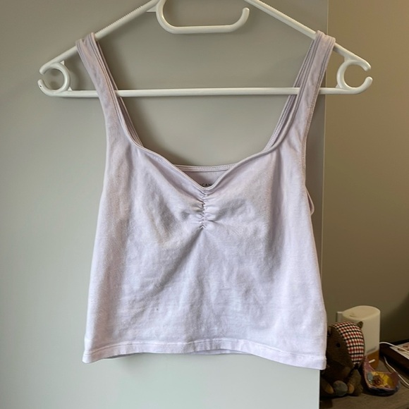 💙Buy 1 get 1 Free💙 American Eagle Lilac Sweetheart Neckline Cropped Tank Small - Picture 1 of 2